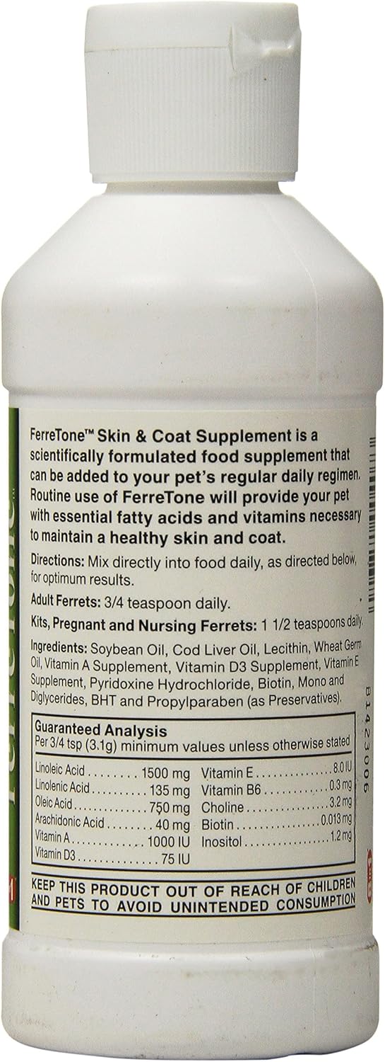 8in1 H407 FerreTone Skin & Coat Supplement For Ferrets, Blacks & Grays, 8 Ounces : Pet Supplements And Vitamins : Pet Supplies
