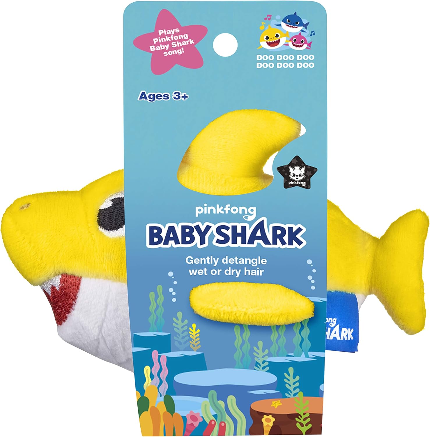 Pinkfong Baby Shark Detangling Singing Hair Brush for Wet or Dry Hair