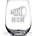 TEAM MOM WINE GLASS STEMLESS | Fun gift for TEAM MOMS | Cute graphic laser engraved etched | Great for Baseball, Soccer, Foot