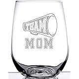 TEAM MOM WINE GLASS STEMLESS | Fun gift for TEAM MOMS | Cute graphic laser engraved etched | Great for Baseball, Soccer, Foot