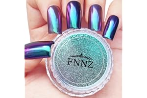 FNNZ Chameleon Chrome Nail Powder, Color-Shift Nail Powder Pigment Glitter Dust Magic Chameleon Mirror Effect Metallic Multi-Chrome Effect for Gel Polish Nail Art Decoration - Aurora Journey