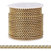 [33FT] 18K Gold Plated Rolo Box Chains for Jewelry Making, 2.5mm Wide 304 Stainless Steel Rolo Link Chain Roll Bulk for DIY Jewelry Making Craft