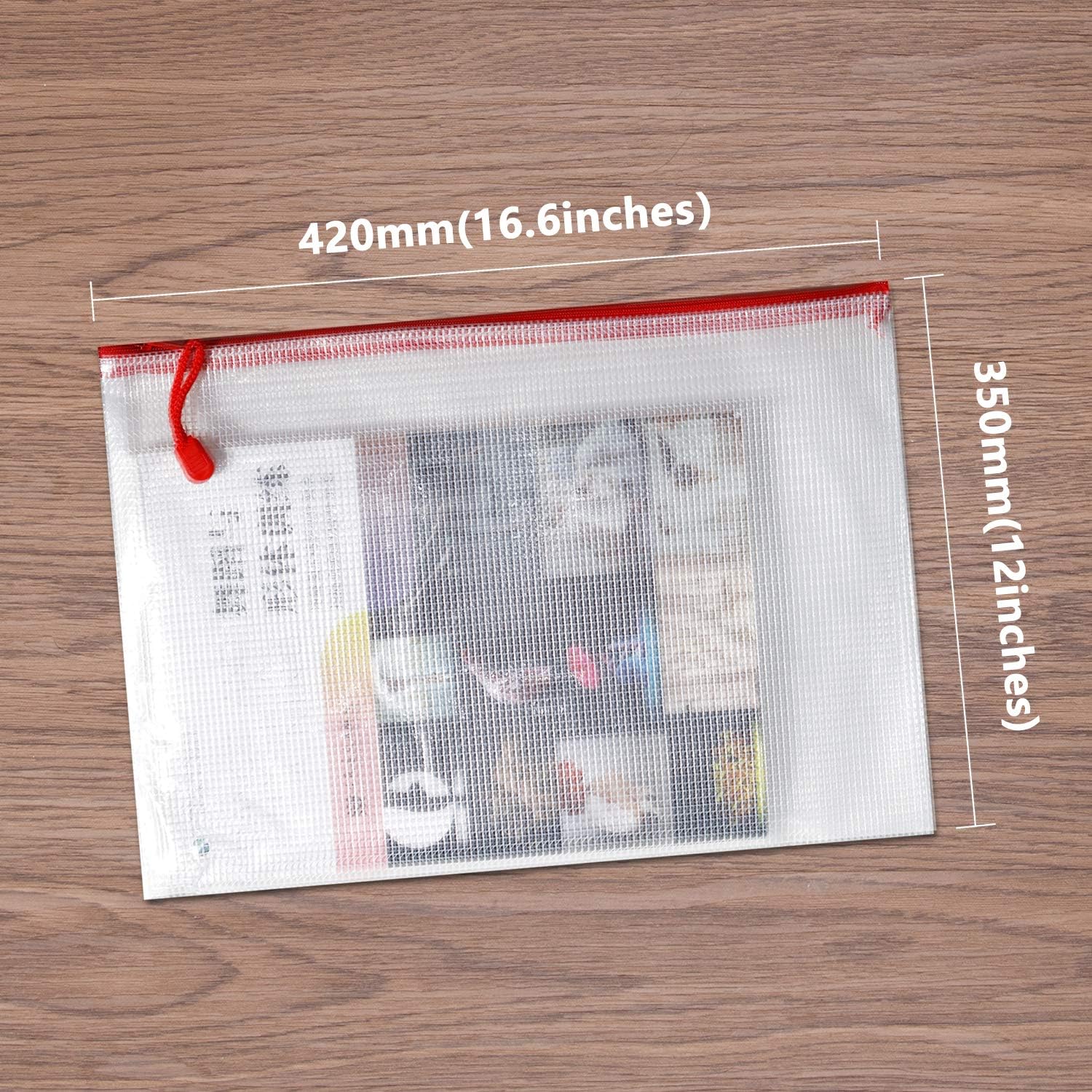 Umriox A3 Document Folder Extra Thick Zipper File Bags Mesh Zip Lock Document Wallets Folder Travel Storage Pouch for Office Supplies and Travel Accessories Waterproof - Image 4
