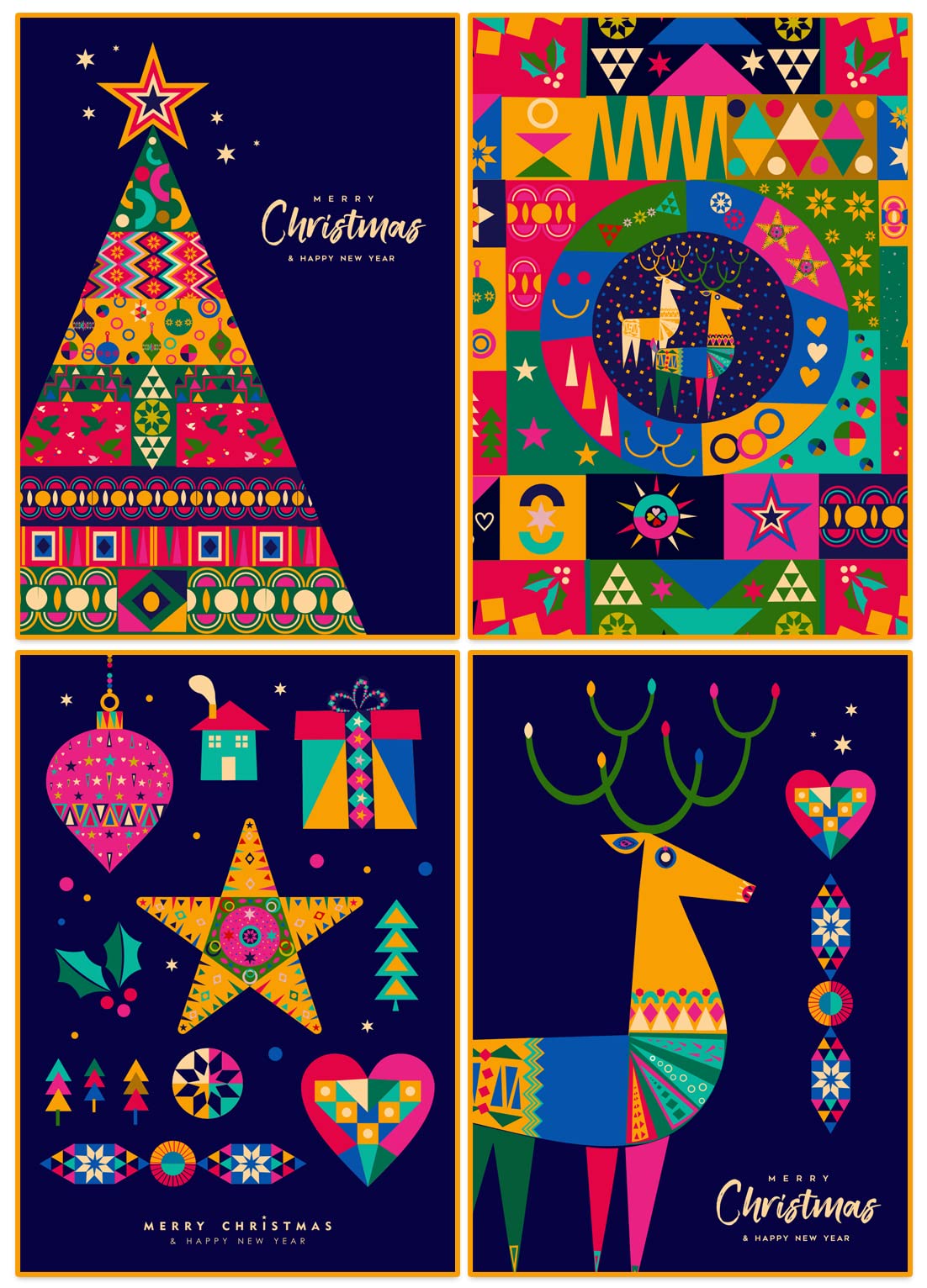 40 x Eco Friendly Stylish Christmas Cards with Envelopes (40 Navy Blue Christmas Cards)