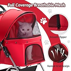 Pet Stroller 4 Wheels Dog Cat Stroller for Medium