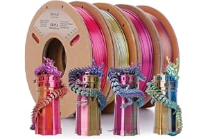 ERYONE Silk Tricolor Coextrusion PLA Filament,3D Printer 1.75mm,+/-0.03mm, Triple Color Filament 0.25kg/spools,4Pack(2.2lbs), red/Blue/Green, red/Purple/Gold, red/Yellow/Blue, Orange/Blue/Green