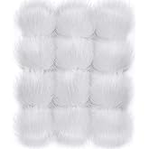 Tatuo 14 Pieces Faux Fur Pom Ball DIY Fur Poms for Hats Keychain Charms Knitting Hat Accessories (White)