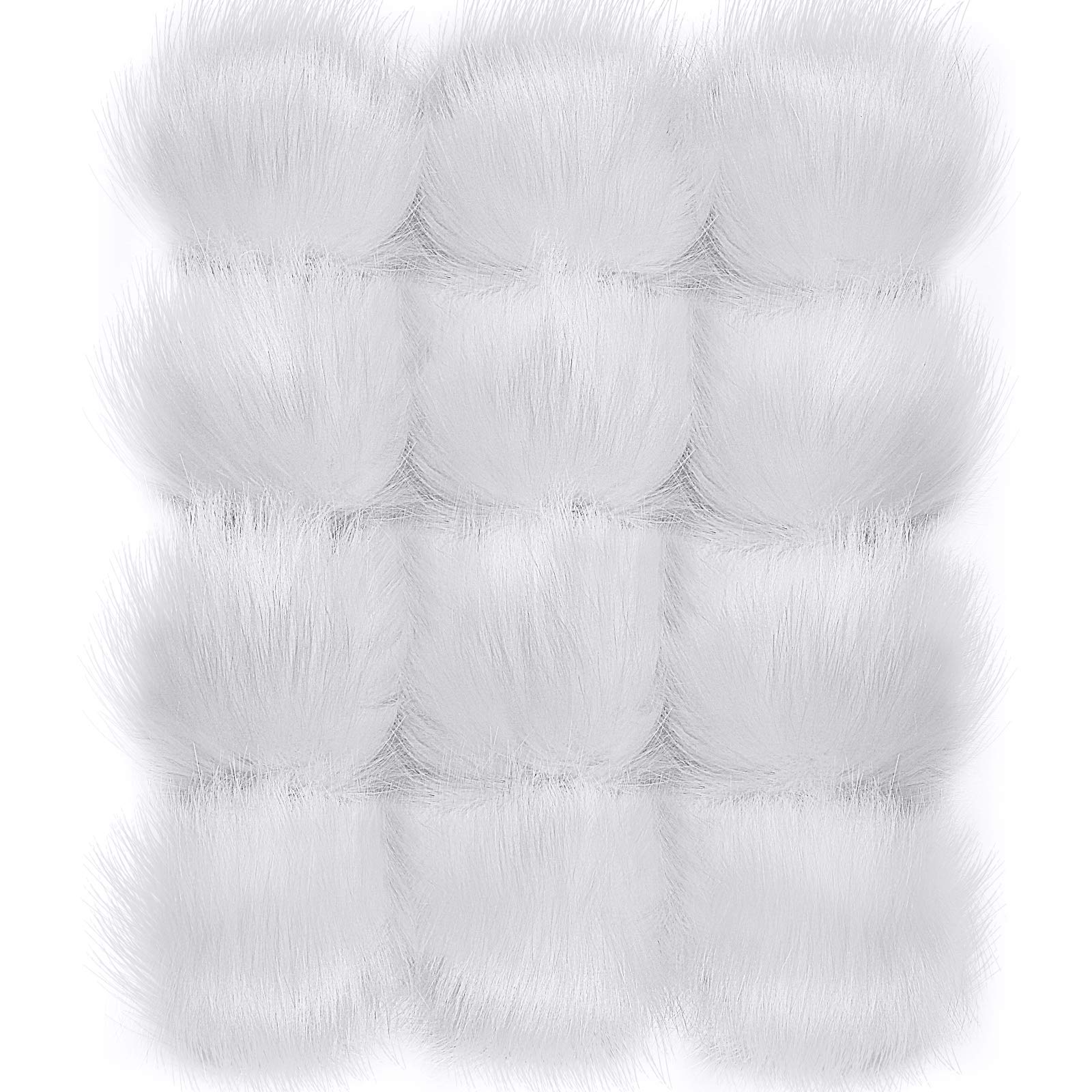 Tatuo Faux Fur Pom Pom Ball DIY Fur Pom Poms for Hats Shoes Scarves Bag Pompoms Keychain Charms Knitting Hat Accessories (White, 14)