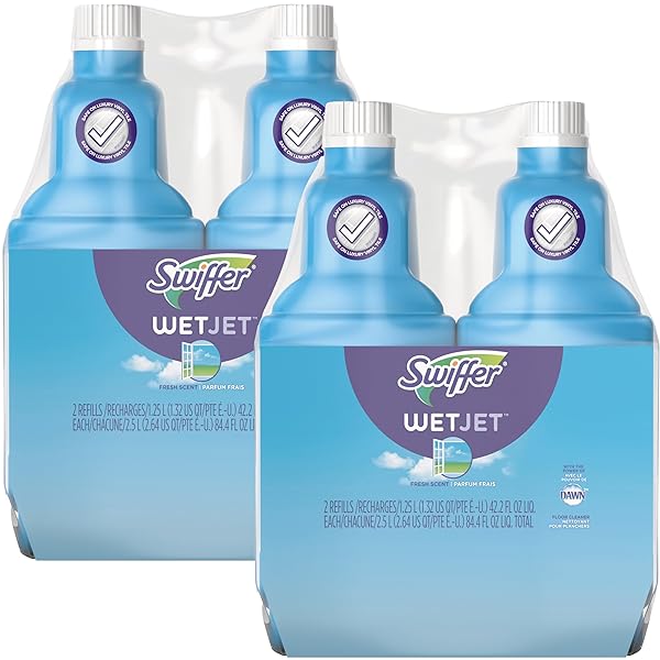 SWIFFER WETJET CLEANING SOLUTION REFILL 42 OZ – OPEN WINDOW FRESH SCENT – 4 PACK