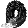 Flexible 10-Inch Aluminum Ducting, Dryer Vent Hose, Heavy-Duty Three-Layer Protection, 25-Feet Long for Heating Cooling Ventilation & Exhaust, Black