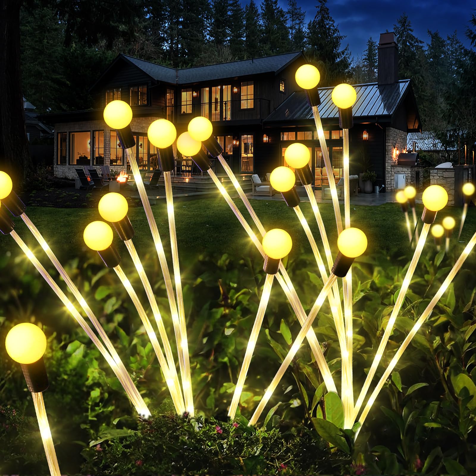 Joltix Solar Firefly Lights - 32 LED Swaying Garden Lights, 4 Pack Waterproof Dancing Fireflies, Suit for Garden, Flower Bed, Pathway, Yard