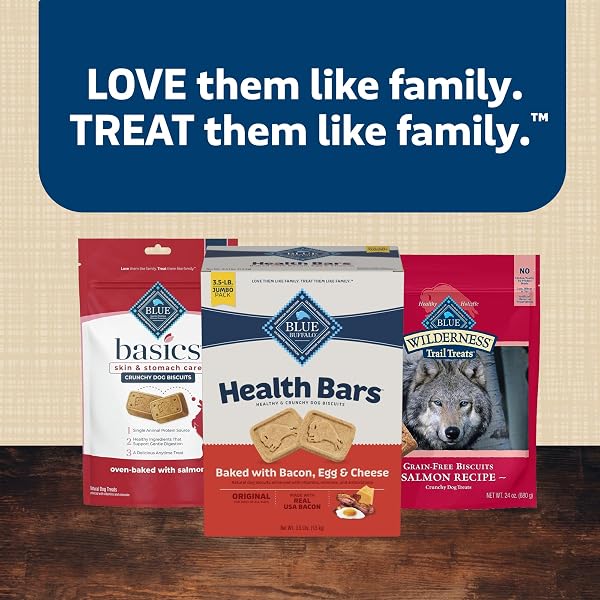 BLUE BUFFALO MINI HEALTH BARS CRUNCHY DOG BISCUITS, OVEN-BAKED WITH NATURAL INGREDIENTS, BACON, EGG & CHEESE, 2-LB BOX