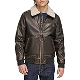 Levi's Men's Faux Leather Aviator Bomber Jacket With Sherpa Collar