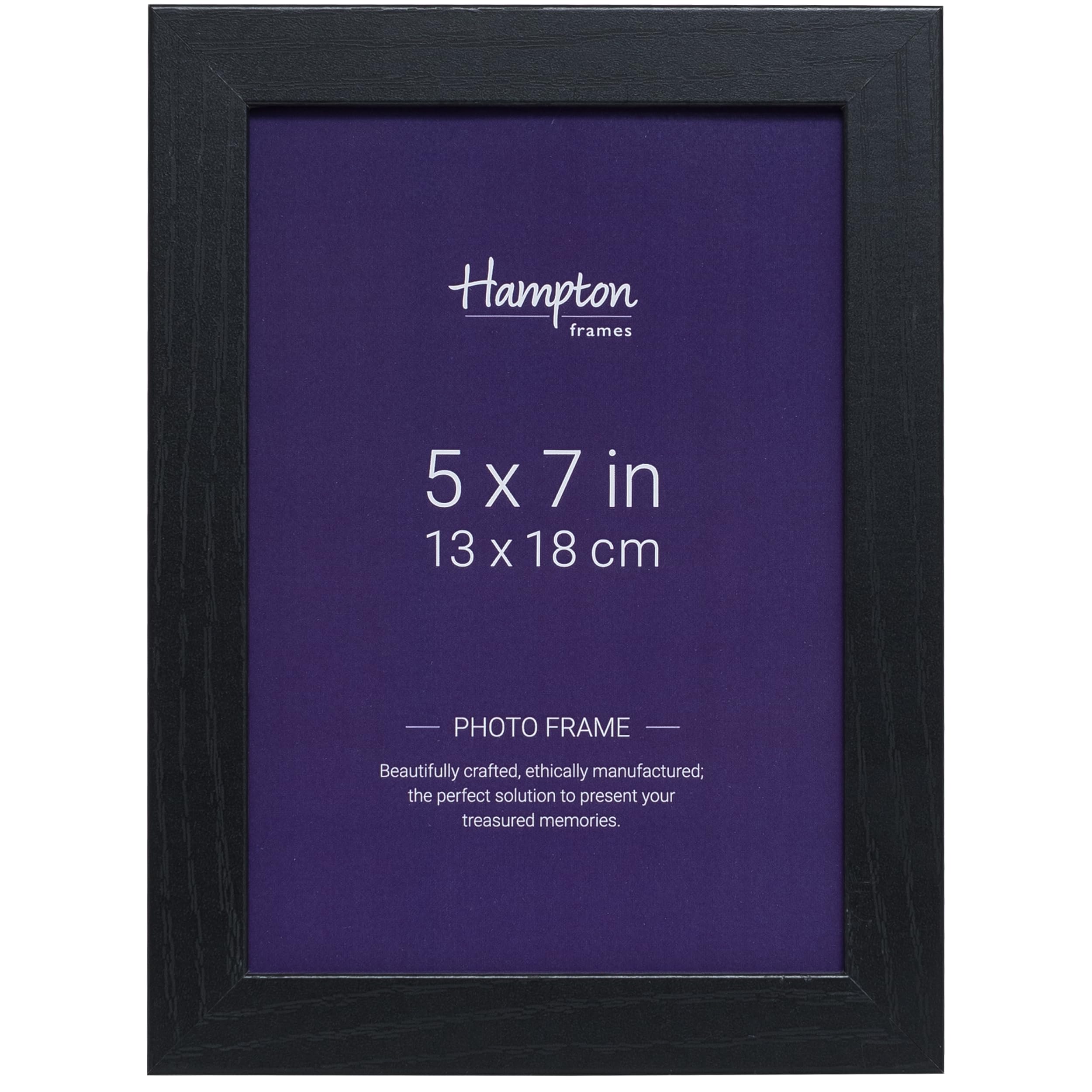 Hampton Frames OXFORD 5x7 (13x18cm) Pack of 1 Black Picture Frame Acrylic (Non-Glass) OXF57NGX-1PK