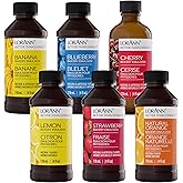 LorAnn Baker’s Fruity Bakery Emulsion Variety Pack 118ml (Pack of 6) – Banana, Blueberry, Cherry, Lemon, Strawberry & Natural