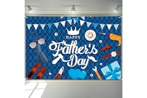 Arosche Large Fathers Day Banner Decorations 72" x 48" Happy Father's Day Backdrop Blue Bunting Gift Shoes Party Supplies Gifts Photography Background for Indoor Outdoor Garden,Yard,Home Decor