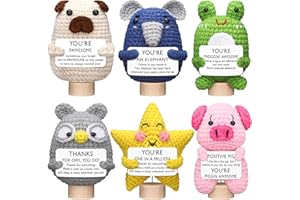 Wavwavw 6 Pcs Employee Appreciation Gifts Thank You Positive Handmade Crochet Doll with Encouraging Card for Coworker Women Men Office Staff(Employees Animals)
