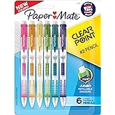 Paper Mate Clearpoint Mechanical Pencils, 0.7mm HB #2 Lead, Assorted Barrel Colors, 6 Count - Office Supplies, Back to School, Journaling