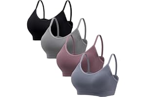 HBselect 4Pack Bras for Women, Wireless Bras No Underwire T-Shirt Ribbed Bra Everyday Bralettes Sports Cami Bra Tank
