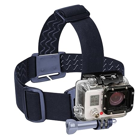 USA Gear Adjustable Head Strap Harness/Headband Mount with Quick Release, Elastic Band & Adapters for GoPro, Plus Tripod Scre