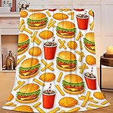 Hamburger Blanket Blanket Funny French Fries Throw Blankets for Girls Boys Super Soft Warm Fleece Flannel Food Burger Throws Gifts for Adults Men Women Cozy Plush Stuff Couch Bedding Decor 50"x40"