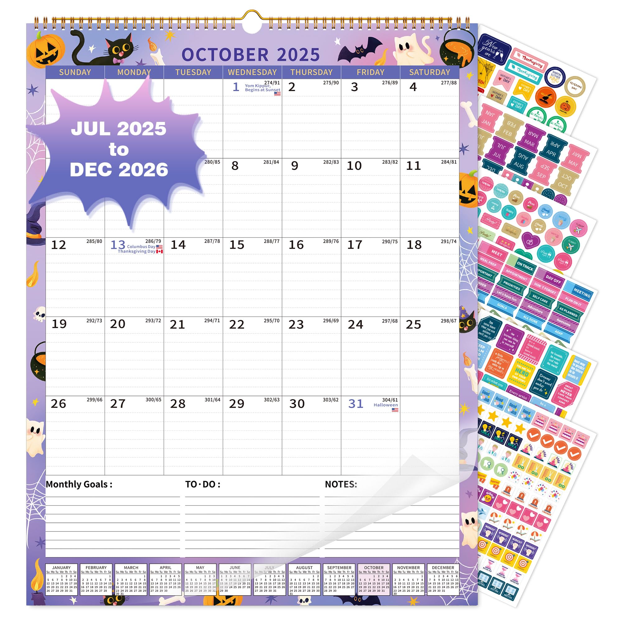 Photo 1 of 2025 Desk Calendar Large with Spiral Bound, 18 Month Big Calendar from July 2025 to Dec 2026, Vertical Large Monthly Desk Calendar 2025-2026 for Wall, Calendario 2025 (17"x22")
