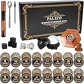 27Pcs Whiskey Smoker Kit- 16 Wood Chips,Ice Ball Molds, Cocktail Smoker Infuser Kit, Old Fashioned Drink Smoker Kit, Birthday Bourbon Whiskey Gifts for Husband,Men,Dad(No Butane)