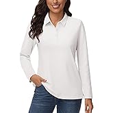 YUCOLEN Womens Polo Shirts Long Sleeve Casual Tops Collared Button Down Cotton Tee Work T Shirt
