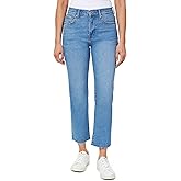 kensie Jeans Women's The Allie Vintage Luxe High-Rise Slim Straight Raw Hem 27-Inch Inseam, Sizes 0-24