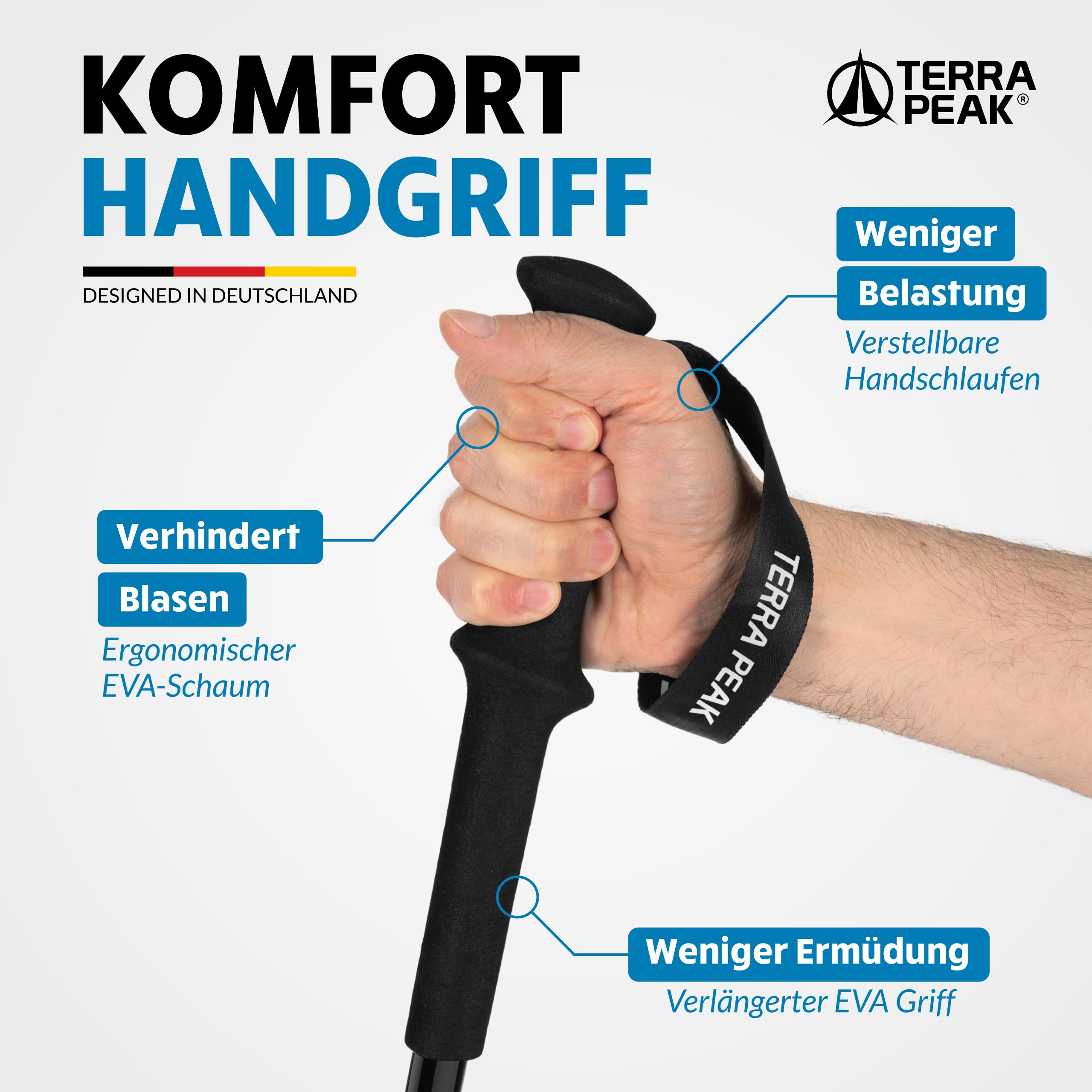 Terra Peak Wanderstöcke Teleskop Aluminium faltbar, ausziehbar & Ultra-leicht - Trekkingstöcke & Nordic Walking Stöcke verstellbar Damen & Herren mit Gummipuffer Wander-Stock & Hiking Poles (Zubehör) 6