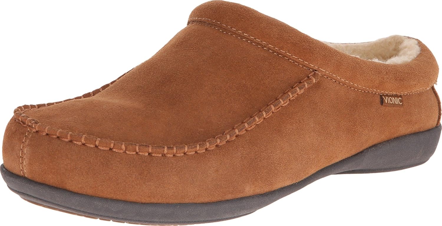 Vionic Barrow Mens Faux ShearlingLined Slipper Chestnut 12 Amazon
