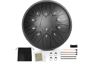 VPXECS Steel Tongue Drum, 6 Inch 11 Notes Rain Drum for Outside, Hand Pan Drum with Music Book, Mallets and Carry Bag, for Musical Education Meditation Yoga, Gifts for Kids, Adult, Friends