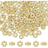 DICOSMETIC 150Pcs Flower Spacer Beads 4mm Daisy Spacer Beads 14K Gold Plated Metal Jewelry Spacers for Bracelet Necklace Earring Jewelry Making Supplies, Hole: 1.2mm