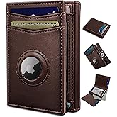 miyozi Airtag Wallet for Men,with Cash Pocket 2 ID Window 14-16 Cards Magnetic Closure Slim Trifold Leather Wallet 4.0"x3.1", RFID Blocking Front Pocket Wallet with Gift Box