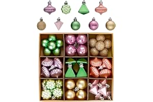 DECOR BY HANNAH DecorbyHannah Spring Tree Ornaments Decorations,45ct Mini Spring Easter Vase Bowl Filler for Table Decorations, Green Pink Gold Shatterproof Decorative Hanging Decor for Home, Office, Classroom,Party