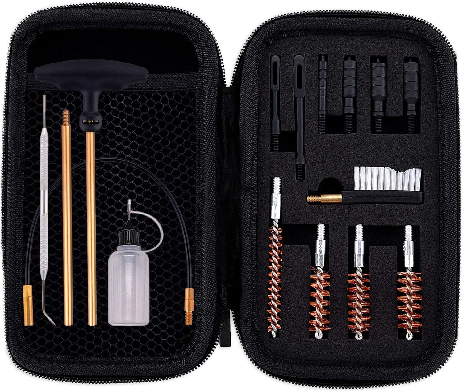 BOOSTEADY Universal Handgun Cleaning kit .22.357/.38/9mm.45 Caliber Pistol Cleaning Kit Brush Jag with Flexible Coated Cable and Empty Bottle in Zippered Case : Sports & Outdoors