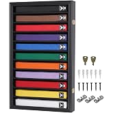 11 Row Belt Display - Martial Art Karate Taekwondo Belt Display Case Rack | Wall Shadow Box with 98% UV Protection Acrylic Door Prevent Dust Black Frame