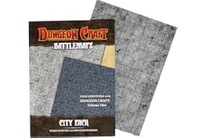 DUNGEON CRAFT Battlemaps Board Game, Battle Mat for Dungeons and Dragons, Double-Sided Gloss Laminated DND Mat, Wet and Dry Erase Board, Table Top Games (City Pack, 24"x33"/1" Grid)