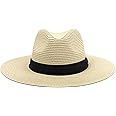 Zylioo XXL Oversize Straw Sun Hats,Wide Brim Panama Beach Hat for Big Heads,Adjustable UPF Travel Hats with Chin Strap