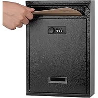 KYODOLED Locking Wall Mount Mailbox, Mail Boxes with Combination Lock for Outside, Security Drop Box with Code,12.4H x 8.54L 