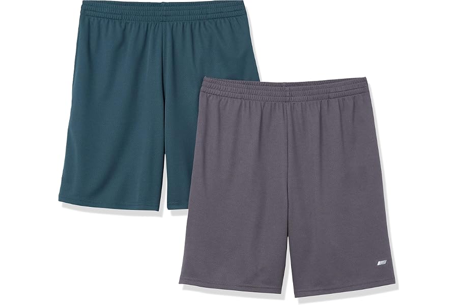 Amazon Essentials Men's Athletic Basketball Gym Shorts, Breathable Moisture Wicking, Loose-Fit Performance Tech, Pack of 2