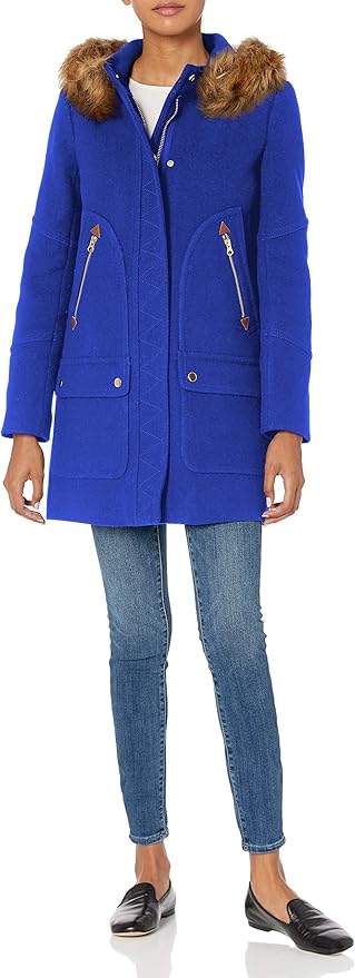J Crew Mercantile Damen Chateau Parka Mantel Aus Mischwolle Konigsblau W 42 Amazon De Bekleidung