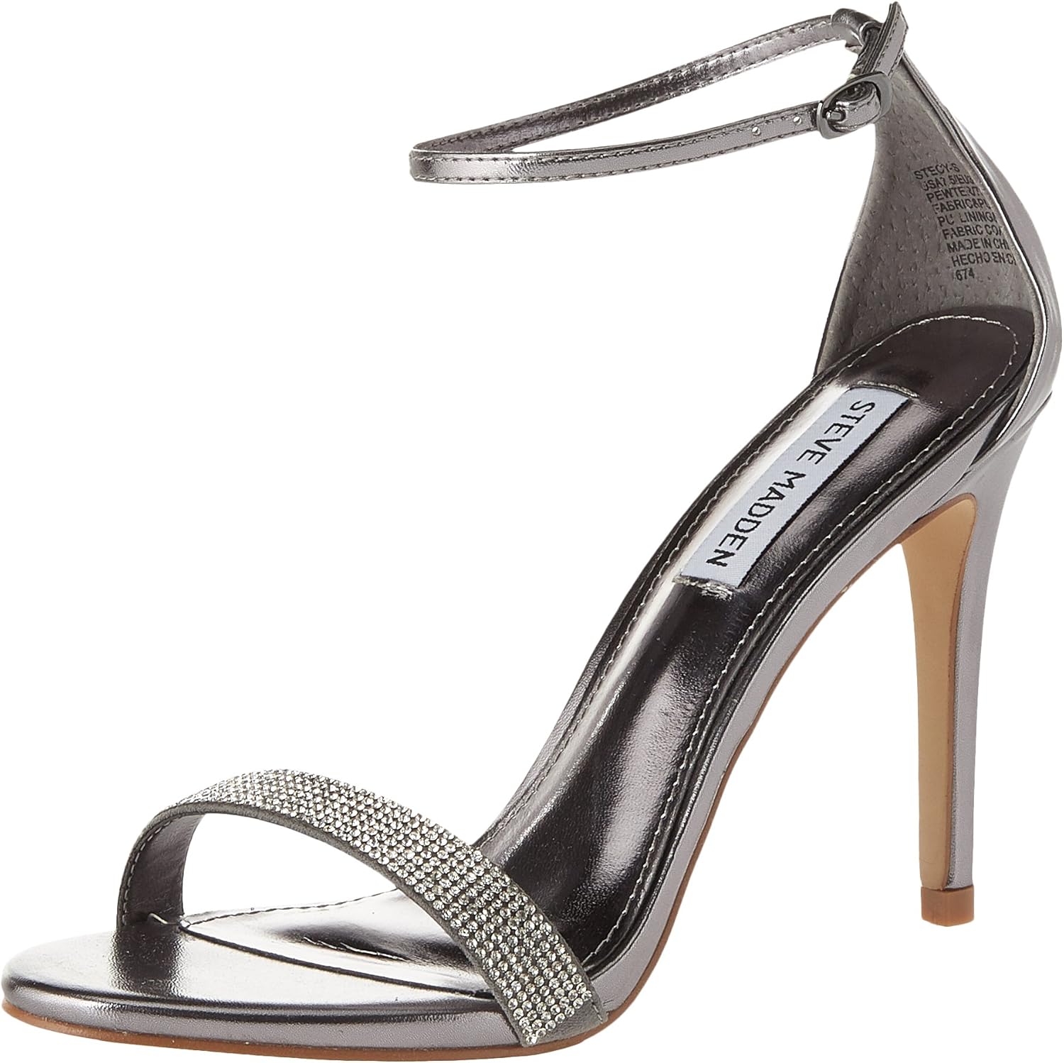 steve madden stecy gold fabric ankle strap heels