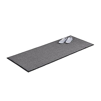 Relaxdays Schmutzfangmatte grau, Fußmatte Innen, Schmutzmatte groß, Fußabtreter dünn, Türmatte 80x200 cm, schwarz-grau