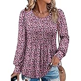 BETTE BOUTIK Long Sleeve Shirts for Women Fall Tops Dressy Blouses Crewneck Tunic Tops for Leggings S-3XL