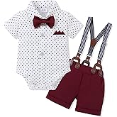 SANMIO Baby Boy Clothes Suits Short Sleeve Top+Bowtie+Suspender Shorts Summer Infant Gentleman Birthday Outfits