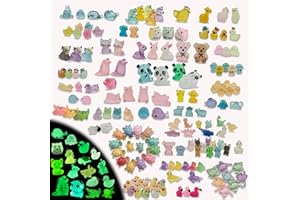 SparkleFab 160 Pcs Luminous Mini Resin Animals Tiny Figurines Glow in The Dark Tiny Resin Ducks for Fairy Garden, Miniature Accessories, Crafts, and Decor