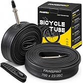 FANSPRO 700 x 23-25c Road Bike Inner Tubes, 2 Pack | Extra-Long 60mm Presta Valve, Premium Quality Butyl Inner Tube for 700C Road, Racing, City bikes, 2 Tire Levers