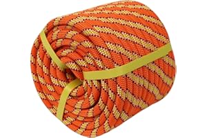 CRAYZA 3/8 Inch Braided Polyester Rope, 150 Feet Arborist Rigging Rope for Tree Work Swing Camping Sailing, Orange
