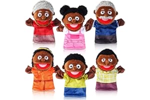 ZJOEY 6 Pcs Family Hand Puppets 12 Inch Grandparents, Mom & Dad, Brother & Sister Plush Hand Puppet Toys Role-Play Toy Puppets for Kids Storytelling Imaginative Pretend Play Teaching Preschool(6 Family B)